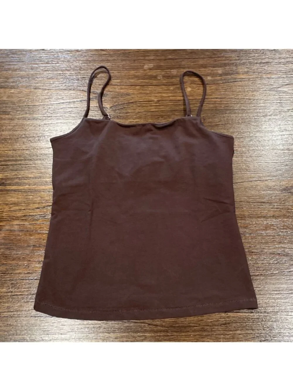 NWT J.Crew Tank Top Sz S Brown Stretch Cotton Shelf-Bra Slim Fitted Staple Basic